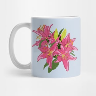 Stargazer Lily Flowers Digital Painting Mug